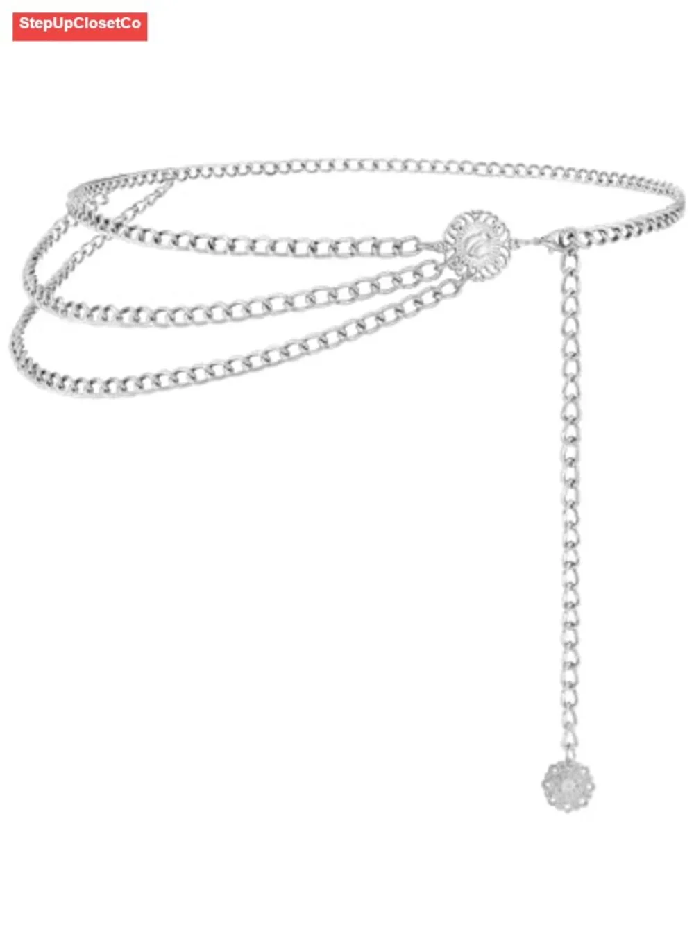 Multilayer Metal Waist Chain Belt for Women Adjustable Alloy Dress Accessory